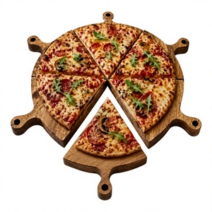 Wooden Steak Serving Dish with Wooden Handle Dishwasher Safe for <b>Pizza</b> Steakhouse and Dining <b>Table</b> - Product Image 5