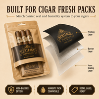 Sac en plastique d'emballage portable de tabac à cigares 3 pièces personnalisé avec logo sac d'emballage étanche à l'humidité et à température contrôlée en mylar