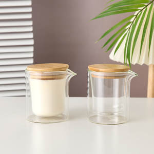 RU AIR Oem Bougie de massage à la cire de soja <span class=keywords><strong>SPA</strong></span> basse température de 8oz avec bec verseur Bocaux en verre à double vitrage avec couvercles en bambou - Product Image 5