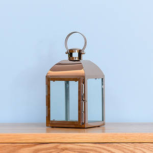 Porte-bougie d'aromathérapie créatif en verre de style européen avec lanterne décorative en acier inoxydable doré, semi-fait main - Product Image 4