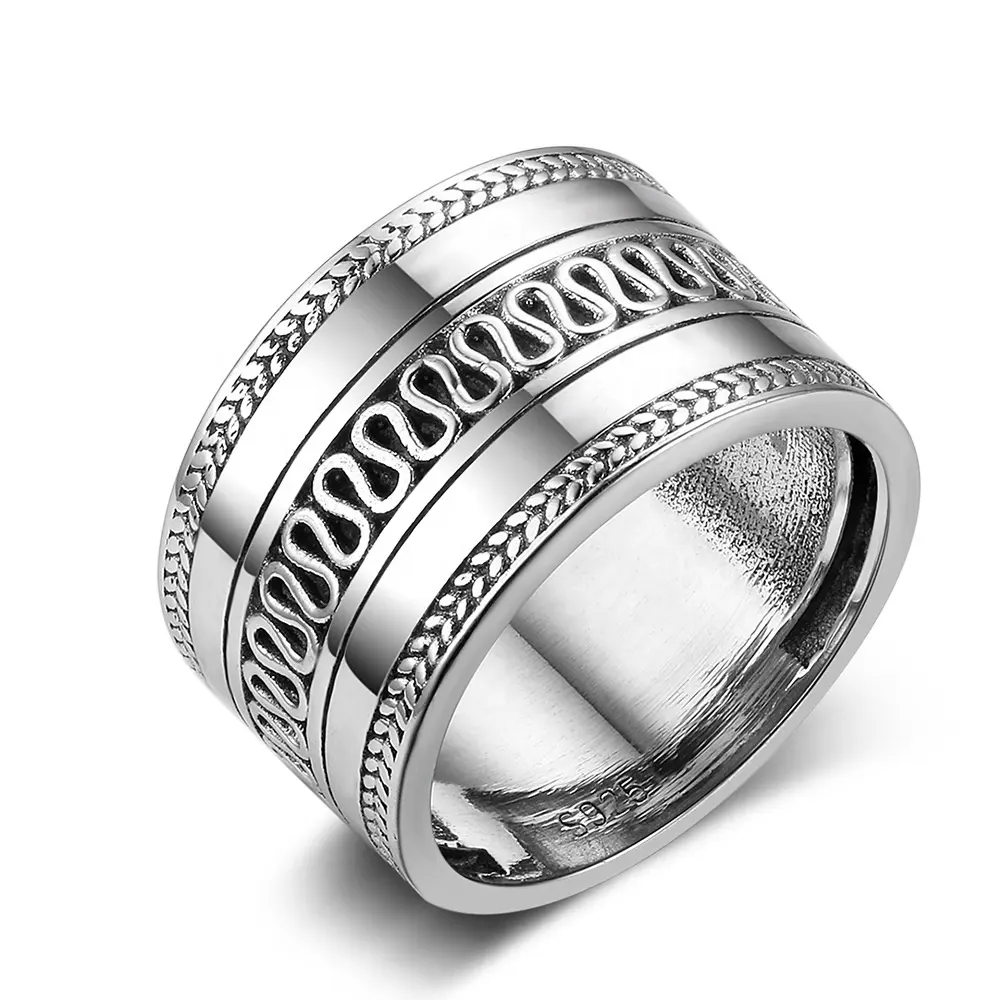 Popular Punk Jewelry 925 Sterling Silver Oxidized Celtic Bali Ring für Men Women