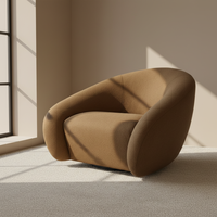 Fauteuil pivotant d'intérieur luxueux à siège bas avec accoudoirs cascade, chaise moderne pour salon, mobilier de canapé