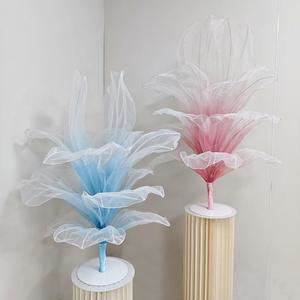Flor Gigante de Organza con Degradado para Decoración de Pasillos de Boda, Flor Multicolor para Escenarios de Boda y Fondos de Eventos - Product Image 5