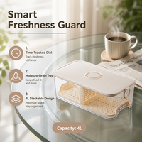 Boîte de rangement rectangulaire en plastique brillant pour réfrigérateur, grande capacité, qualité alimentaire, hermétique, avec couvercle, pour cuisine