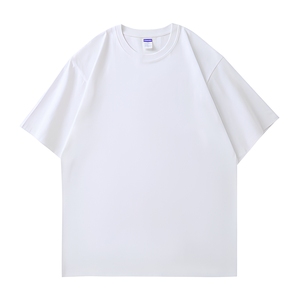 Men's <b>White</b> Cotton T-<b>Shirt</b> O-Neck <b>Short</b> <b>Sleeve</b> Loose Fit Casual Solid Color Jersey Knit Breathable 200g Blank Design - Product Image 1