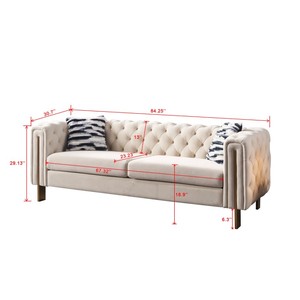 Canapé Chesterfield en velours capitonné avec éponge haute résilience pour petit espace, appartement, salon, maison moderne - Product Image 6