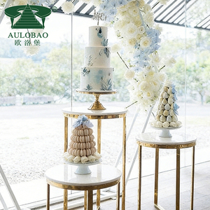 Décoration de mariage, ensemble de mariage en acier inoxydable doré, support de gâteau pour la mariée - Product Image 5