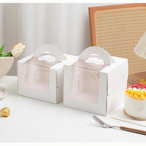 Boîte à gâteaux d'anniversaire de style coréen blanc portable de 4 pouces Laminage mat de fenêtre de 6 pouces et emballage de <span class=keywords><strong>mousse</strong></span> surélevée pour usage alimentaire - Product Image 5