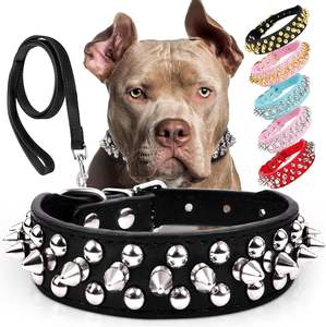 Spiked Hunde halsband Weiches Pu-Leder Lustige Pilze Niet Spike Nieten Welpen halsband Verstellbares Outdoor-Hunde halsband - Product Image 3