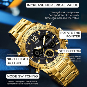 SANDA 6193 Montre à quartz à double affichage pour hommes, mode, affaires, sport, étanche, alarme, montre-bracelet électronique multifonctionnelle - Product Image 6