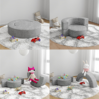 Canapé design européen Ensemble de mobilier canapé semi-circulaire incurvé gris Teddy Canapé de salon design moderne en tissu micro-daim
