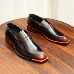 Zapatos Oxford de Cuero Genuino para Hombre, de Alta Calidad, con Punta Cuadrada, Transpirables, Casuales, para Bodas, Fiestas, Oficina, Sin Cordones - Product Image 3