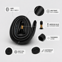 29er 29x1.9 2.3 Schrader Subaplı 48mm A/V 48L Bütil Kauçuk Yüksek Hava Sızdırmazlığı Off Road MTB Bisiklet Lastiği İç Lastik Bisiklet İç Lastiği