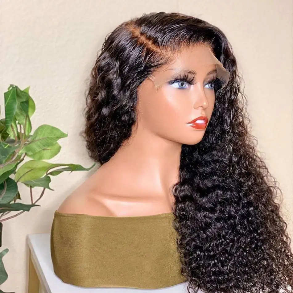 30" Kinky Curly Raw Brazilian Virgin Cuticle Aligned Human Hair Wig Hd Full Lace Front Wig Cheap Transparent Lace Closure Wig