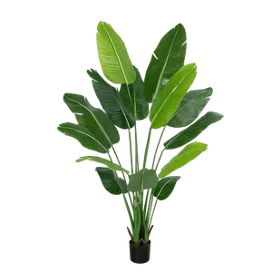 Senmasine Green Fake Potted Plant Silk Leaf Artificial Plants Bird Of Paradise With Pot Indoor Outdoor Decor