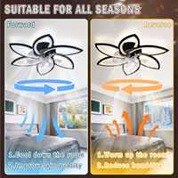 Ventilateur de plafond commercial moderne avec télécommande, moteur AC/DC, 3 vitesses, intensité variable, forme de fleur en acrylique, source LED, pour hôtels