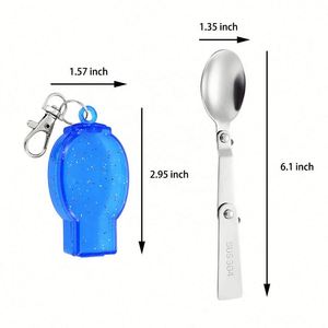 Custom Logo Portable Folding Spoon Spork Keychain Reusable Cutlery with Plastic Carrying Case for Promotional Activities - Product Image 2