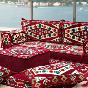 Sofá Cama Modular Tradicional Árabe Color Granate, Sofá Seccional Tapizado en Esponja con Brazos Cuadrados para Salas <span class=keywords><strong>de</strong></span> Estar <span class=keywords><strong>de</strong></span> Apartamentos - Product Image 3