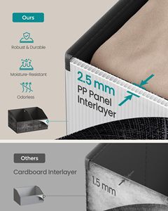 Paniers de rangement pliables en tissu avec 3 poignées, bacs de rangement pour placard, 30 cm (L) x 20 cm (L) x 40 cm (H), couleur sable estival pour chambre et salon - Product Image 3