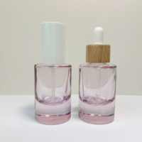 Flacons d'huile essentielle en verre transparent au design classique, personnalisables, flacon compte-gouttes rose pour huile