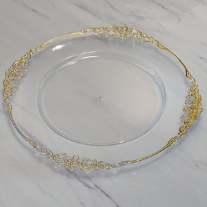 Platos de Presentación Dorados de Arrecife para Cena, Cargadores de Oro para Decoración de Bodas de Plástico Acrílico Elegante al Por Mayor - Product Image 5