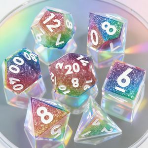 MINI PLANET Whirling Dream <span class=keywords><strong>Dice</strong></span> Set, jeu de dés polyédriques en résine faits à la main avec des bords tranchants pour les jeux de rôle sur plateau (TRPG) Dungeons & Dragons (DND) - Product Image 1