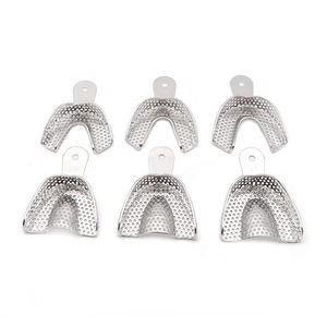 2 ชิ้นทันตกรรม Impression ถาดสแตนเลสผู้ถือฟันถาดฟันปลอมเครื่องมือ Autoclavable ทันตกรรมทันตแพทย์เครื่องมือ - Product Image 1