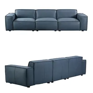Modern Leather <strong>Sofa</strong> Corner Simple Living Room Leather <strong>Blue</strong> <strong>Sofa</strong> l Shaped Sectional Couch - Product Image 1