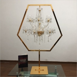 ZT-405G lampadari di cristallo in ferro battuto di lusso oro in piedi candelabri esagonali per decorazioni per eventi nuziali - Product Image 3