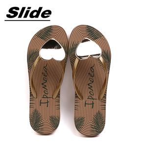 Women's Heart-Shaped Flip Flops Summer Flat Sandals Leisure Style Black Khaki Patterned T-Strap <b>Slippers</b> - Product Image 4