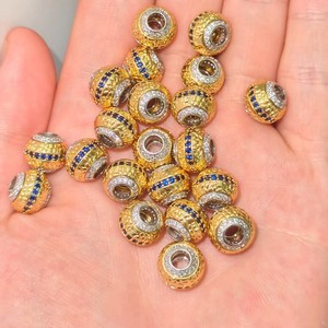ลูกปัดทรงกลมชุบทองแดงประดับเพทายสำหรับทำสร้อยข้อมือ สีเขียว สีแดง สีน้ำเงิน F4474D - Product Image 4