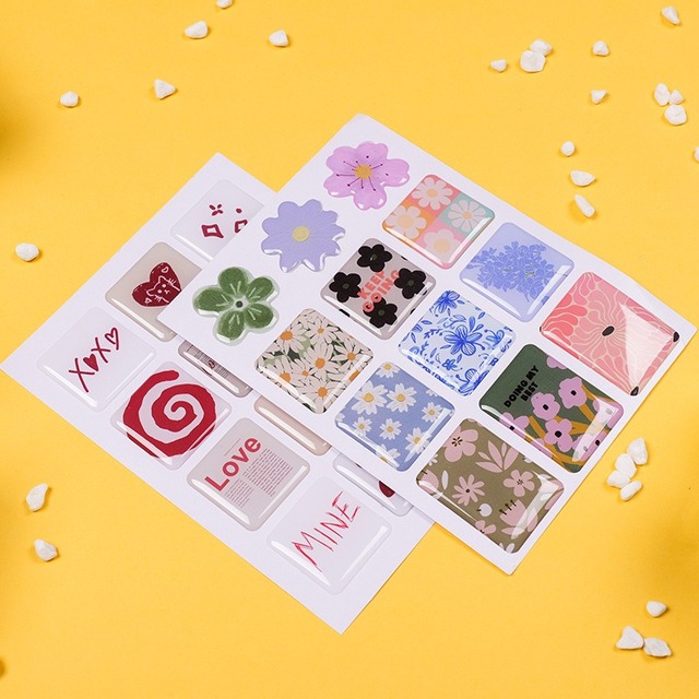 Wholesale Die Cut Waterproof Paper Adhesive Decorative Stickers Custom Mobile Phone Back Cover Sheet Craft Art Stickers Candle