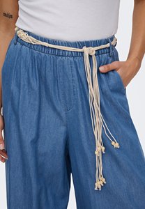 OEM/ODM Women's Pants High Waist Palazzo <strong>Jeans</strong> Wide Leg Denim Boho Beaded Belt Lightweight Summer Slacks Hippie Trousers - Product Image 4