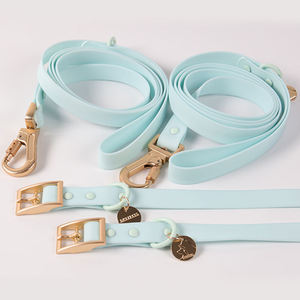 Stokta Mavi Renkli Su Geçirmez Köpek Tasması Kayışı Ayarlanabilir Özelleştirilmiş Logolu PVC Kaplı Köpek Tasması Kayışı - Product Image 1