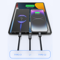 3Fts 240W 1M Cobre puro Nylon Aluminio PD C Cable de carga rápida Pantalla LED Smart iPhone TPE Cable USB para computadora