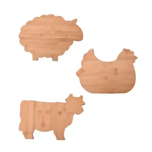Accessoires de cuisine bloc à découper en bois de bambou naturel en forme de mouton/vache/poulet planche à découper de cuisine en bambou