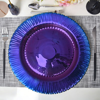 Assiettes de présentation 13 pouces brillantes à petit rebord, électroplaquées violet et bleu, pour événements et fêtes – Vente directe fabricant