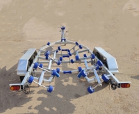 Remorque bateau galvanisée 6,5 m à double essieu avec rouleaux oscillants, chargement facile, au meilleur prix d'usine en promotion