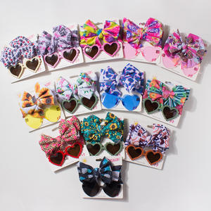 ヨーロピアンアメリカンスタイルの新しいベビーガールズ屋外2ピースセットナイロンヘッドバンドとサンメガネ子供用アクセサリー - Product Image 1