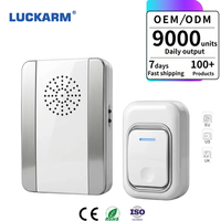 LUCKARM Sonnette sans fil blanche moderne certifiée CE, kit de carillon intelligent à brancher pour hôtels/villas