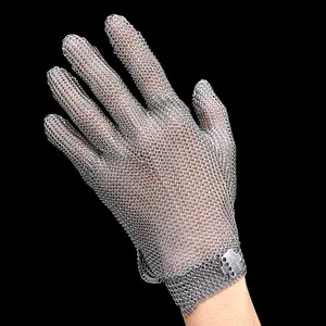 China Stainless Steel Wire Mesh Anti Cut Resistant Leather Glove