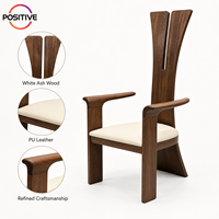 Chaise de salle à manger haut de gamme en bois de frêne massif, fauteuil moderne à dossier haut, chaise rembourrée pour villa, hôtel, salle de conférence, vente en gros