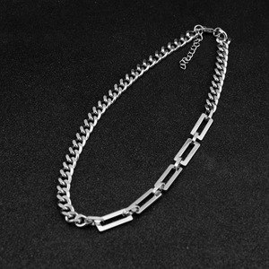 New Titanium Steel Spliced <b>Chain</b> Collarbone Necklace <b>Silver</b> Plated Popular Simple Design Unisex's Necklaces Fashion Jewelry - Product Image 4