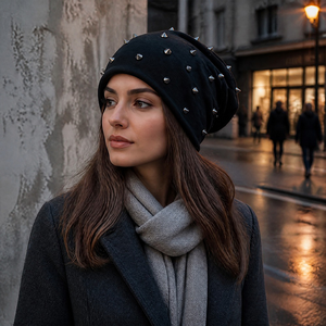 Gorro Ajustable con Tachuelas y Bordados, Estilo Punk Hip Hop, Gorra de Calavera con Remaches, Unisex para Hombres y Mujeres, para Baile Callejero, Cálido para Invierno - Product Image 3
