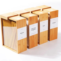 Bocaux Alimentaires en Acrylique Couverts de Bambou, Ustensiles de Cuisine, Distributeurs de Grains et Pâtes