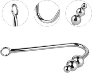 Masajeador de próstata BDSM, bola Anal de Metal de acero inoxidable, dilatador, gancho Anal con 3 bolas, cuentas anales - Product Image 2