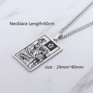 Collar de tarjeta de Tarot Retro Para hombre y mujer, cadena larga chapada en oro de alta calidad, collares con colgante de joyería no empañada, Unisex - Product Image 5