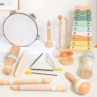 Baby Music Instrument Set Toy Xylophone Tambourine Drum Bell Natural Percussion Music Toy