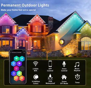 ไฟคริสต์มาส LED ราคาโรงงาน สำหรับตกแต่งบ้าน ไฟประดับหลังคาบ้าน ควบคุมด้วยระบบอัจฉริยะ ไฟ LED RGBW - Product Image 2