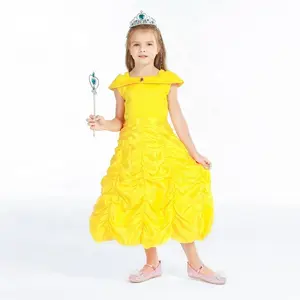 Sweet Kids Hot-selling Movie Girl Princess Dress for Party and Birthday Cosplay Dress Yellow Princess For Party